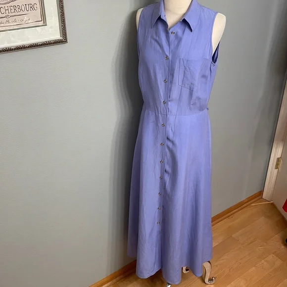 Jones New York | Dresses | Jones New York Periwinkle Silklinen Button Front Maxi  Dress | Poshmark